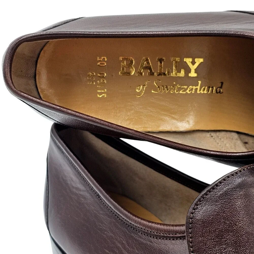 NEW Vintage Bally Men's size 6.5E Brown Calfskin Leather Dress Shoes Bit Loafers - Picture 10 of 15